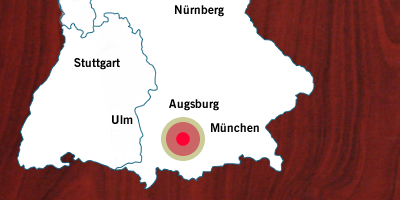 Bild: Karte von S&uuml;ddeutschland // Einzugsgebiet ist eingezeichnet: Beschreibung im nachfolgenden Text